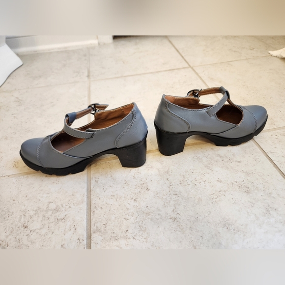 DADAWEN Womens Blue T-Strap Platform Mid-Heel Square Toe Oxfords Dress Shoes 6.5 - Picture 4 of 7